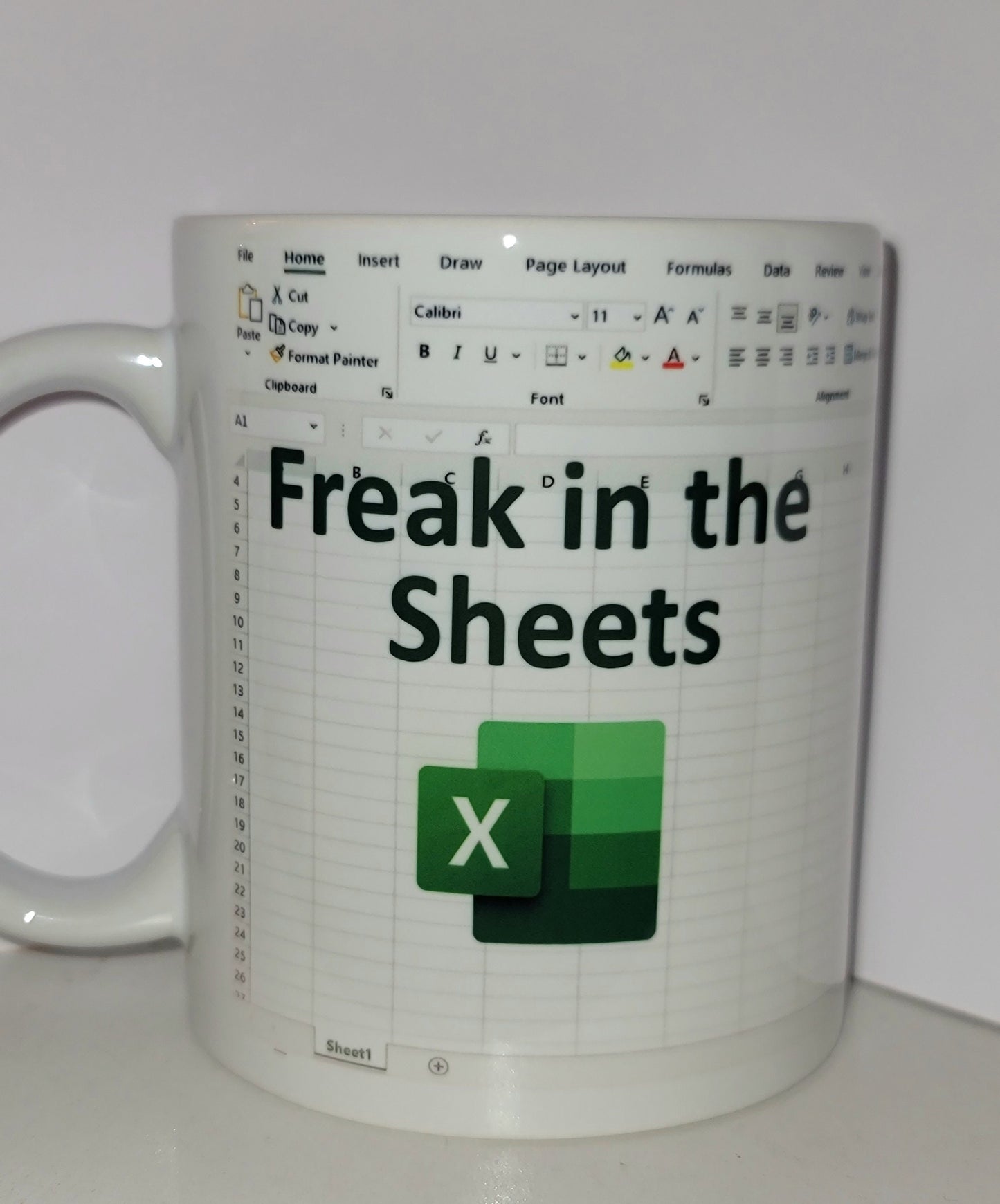 Freak in the Sheets spreadsheet mug 11oz