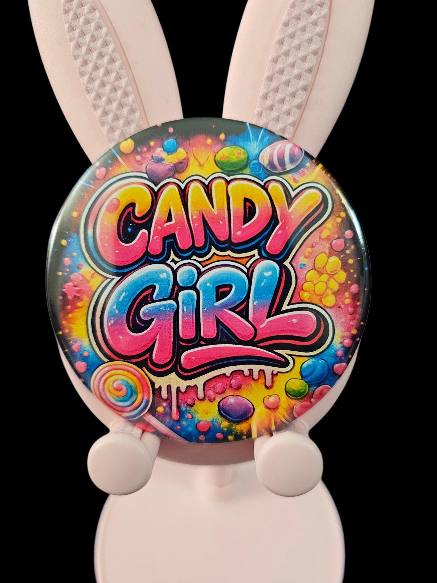 Candy Girl Button – 3 Inch Retro 80s Graffiti Pinback | R&B Concert Accessory | New Edition Inspired | Colorful Candy Pop Art Badge