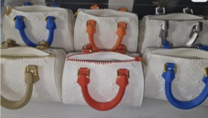 Set of six 3d Printed Mini Handbag Paint Party Kits | Sip & Paint Bags | DIY Party Favors | As-IS One Missing Zipper