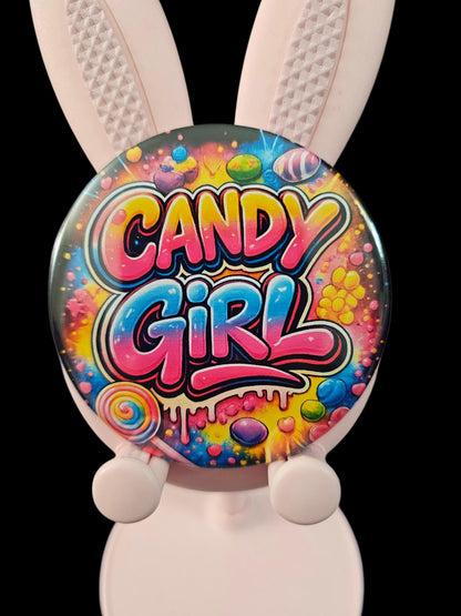 Candy Girl Button – 3 Inch Retro 80s Graffiti Pinback | R&B Concert Accessory | New Edition Inspired | Colorful Candy Pop Art Badge