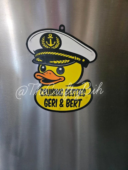 Personalized Cruise Door Magnet – Captain Rubber Duck Door Sign – Custom Cruise Cabin Decor – Cruise Duck Magnet – Cruise Door Decoration