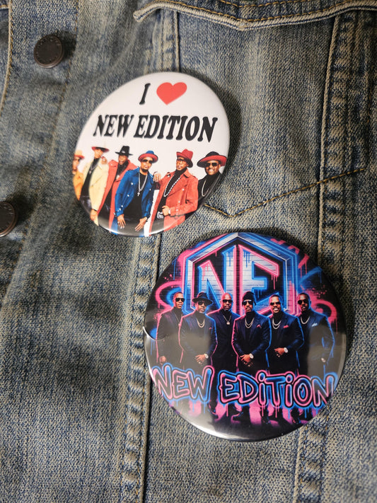 New Edition Buttons 5-PACK – 3 Inch Pinback | R&B Concert Accessory |Colorful Candy Pop Art Badge