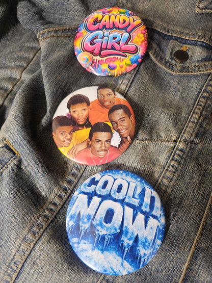 New Edition Buttons 5-PACK – 3 Inch Pinback | R&B Concert Accessory |Colorful Candy Pop Art Badge