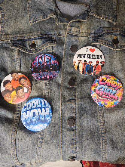 New Edition Buttons 5-PACK – 3 Inch Pinback | R&B Concert Accessory |Colorful Candy Pop Art Badge