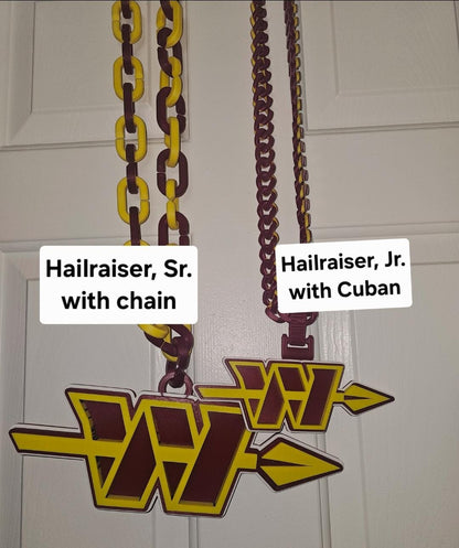 Washington Hailraiser 3D Printed Chain Necklace | Burgundy & Gold Fan Pendant | Game Day Wear