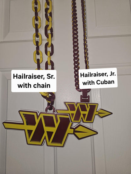 Washington Hailraiser 3D Printed Chain Necklace | Burgundy & Gold Fan Pendant | Game Day Wear